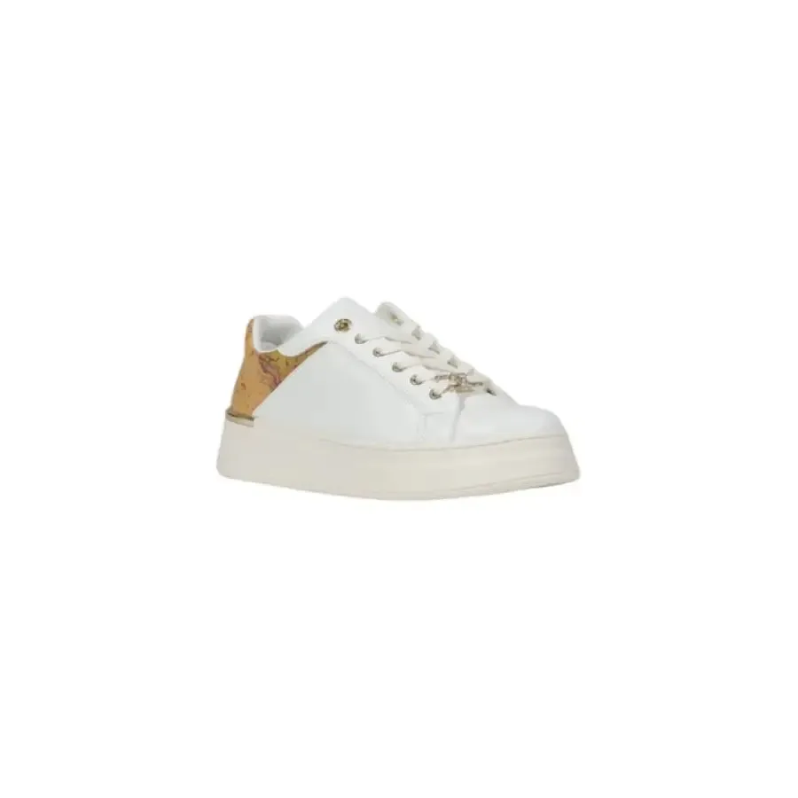 White Leather Sneaker with Patterned Heel