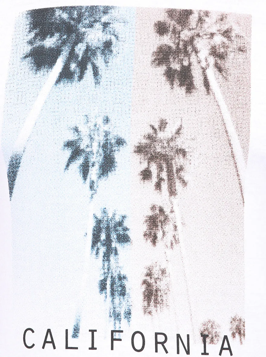 White Printed Slim Fit T-Shirt | Greenfibre