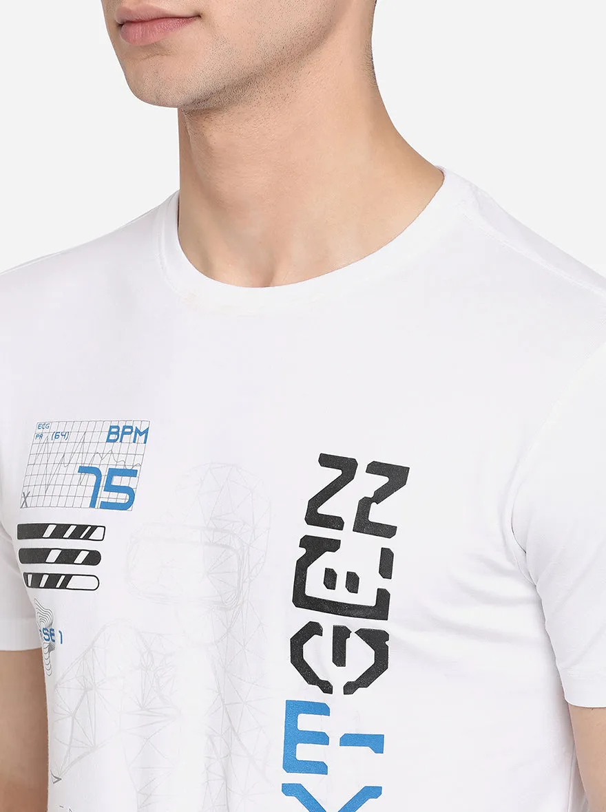 White Printed Slim Fit T-Shirt | JadeBlue