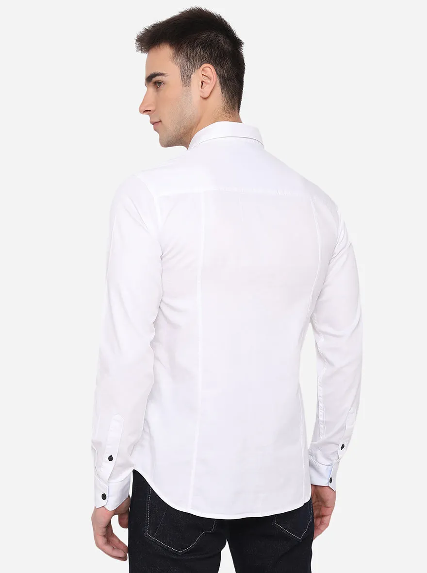 White Solid Slim Fit Casual Shirt | Greenfibre