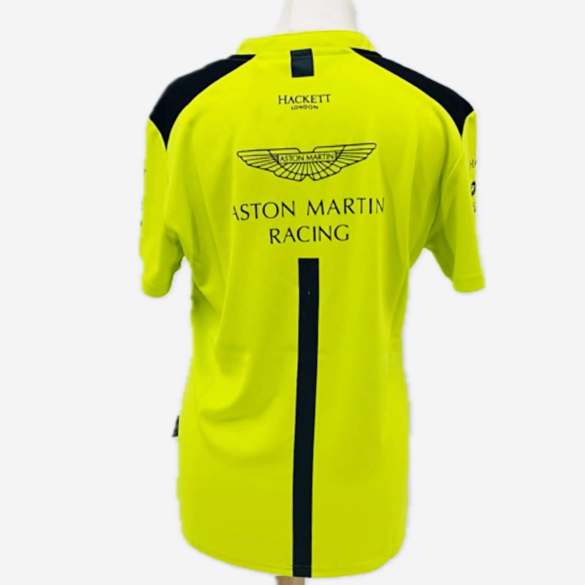 Women's AMR Aston Martin Racing Le Mans Team Issued Polo Shirt Lime Green-Used