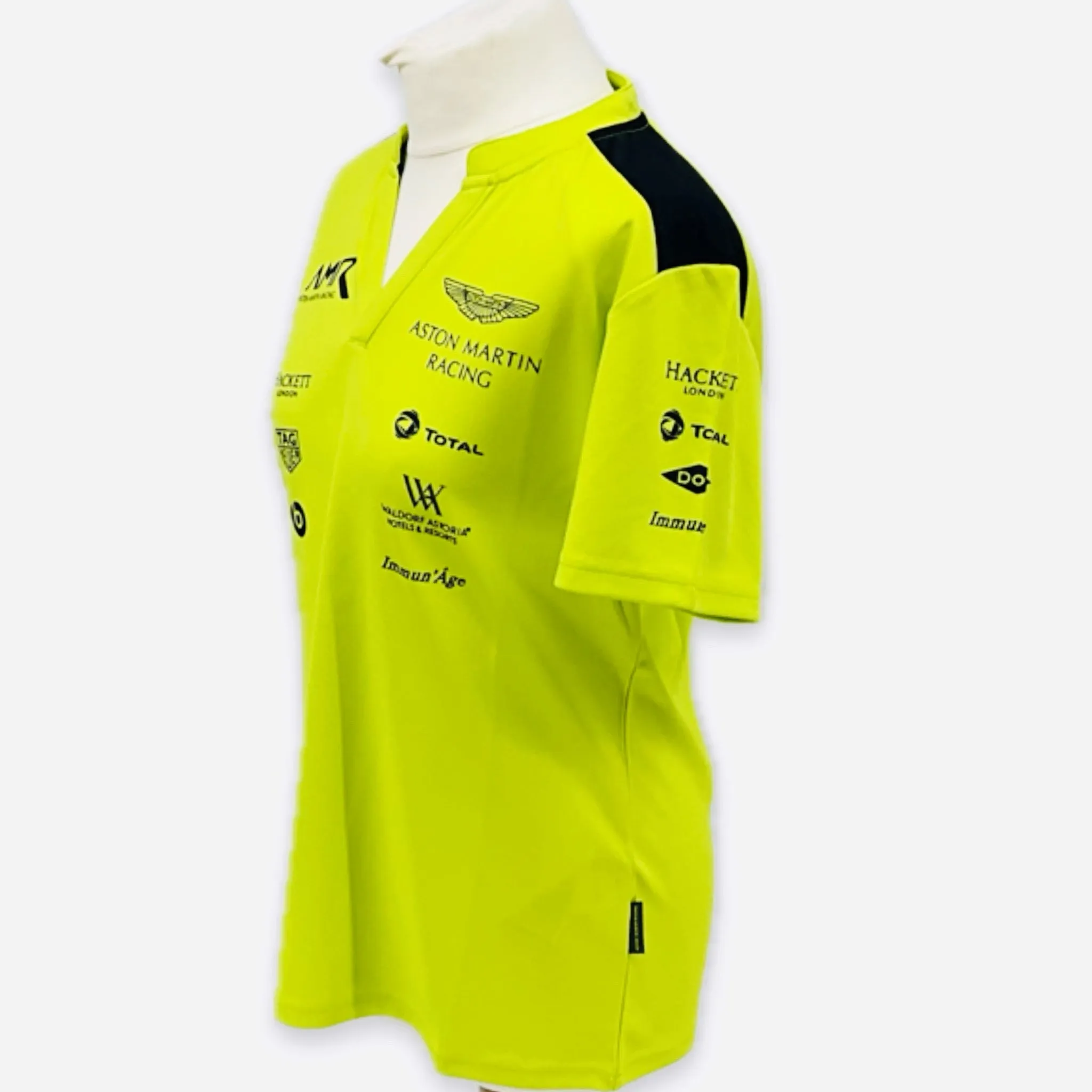 Women's AMR Aston Martin Racing Le Mans Team Issued Polo Shirt Lime Green-Used