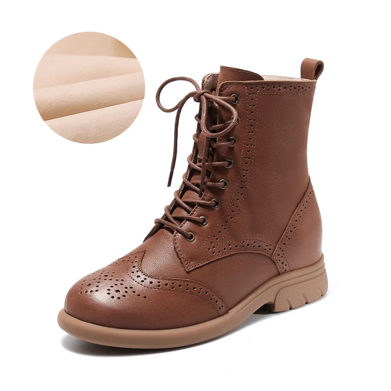 Women's Height Increasing Insole First Layer Cowhide Martin Boots