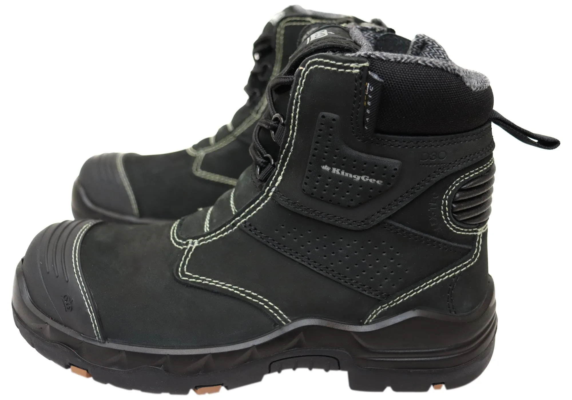Womens KingGee Bennu Pro 6 Leather Comfortable Work Boots Black
