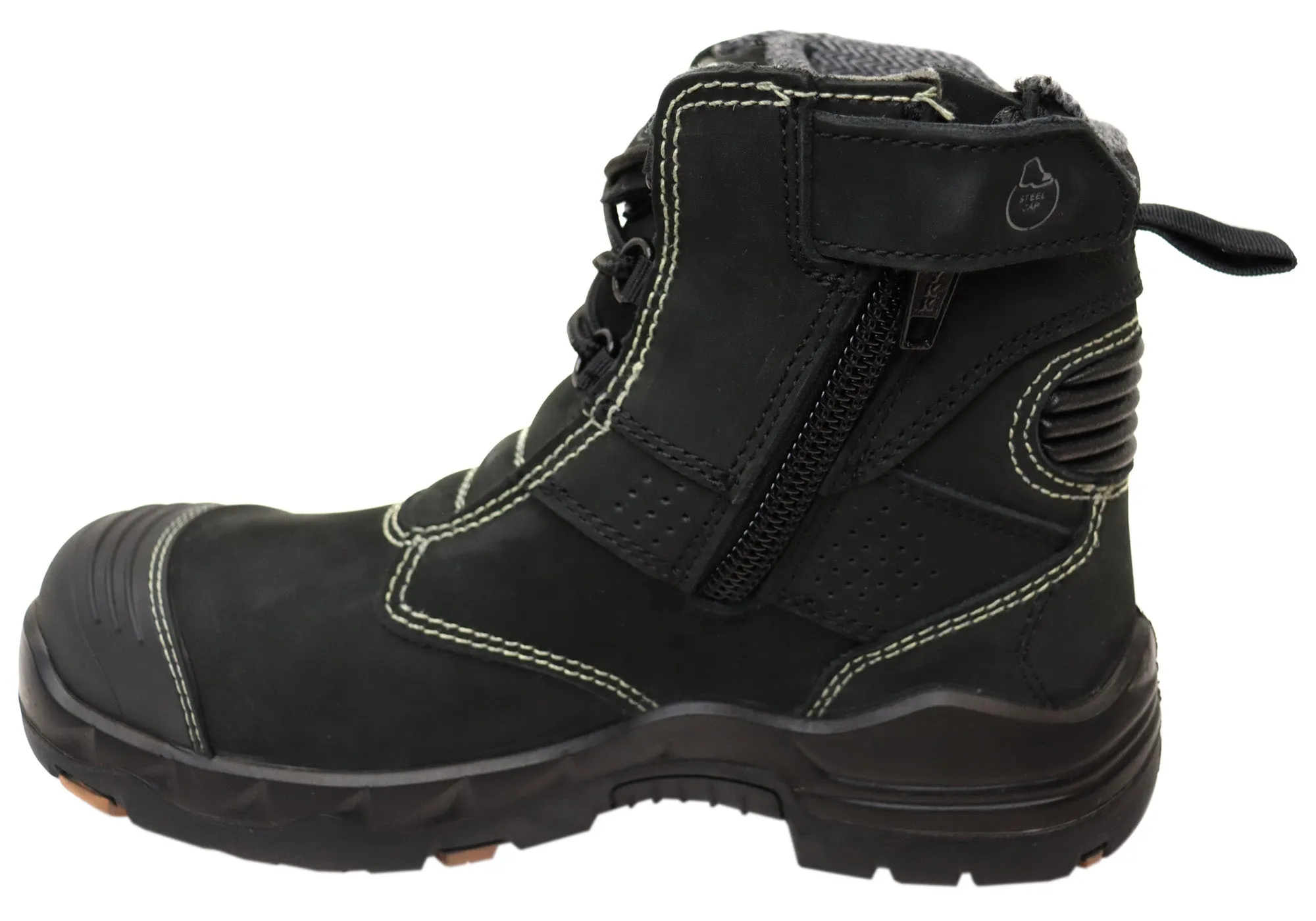 Womens KingGee Bennu Pro 6 Leather Comfortable Work Boots Black