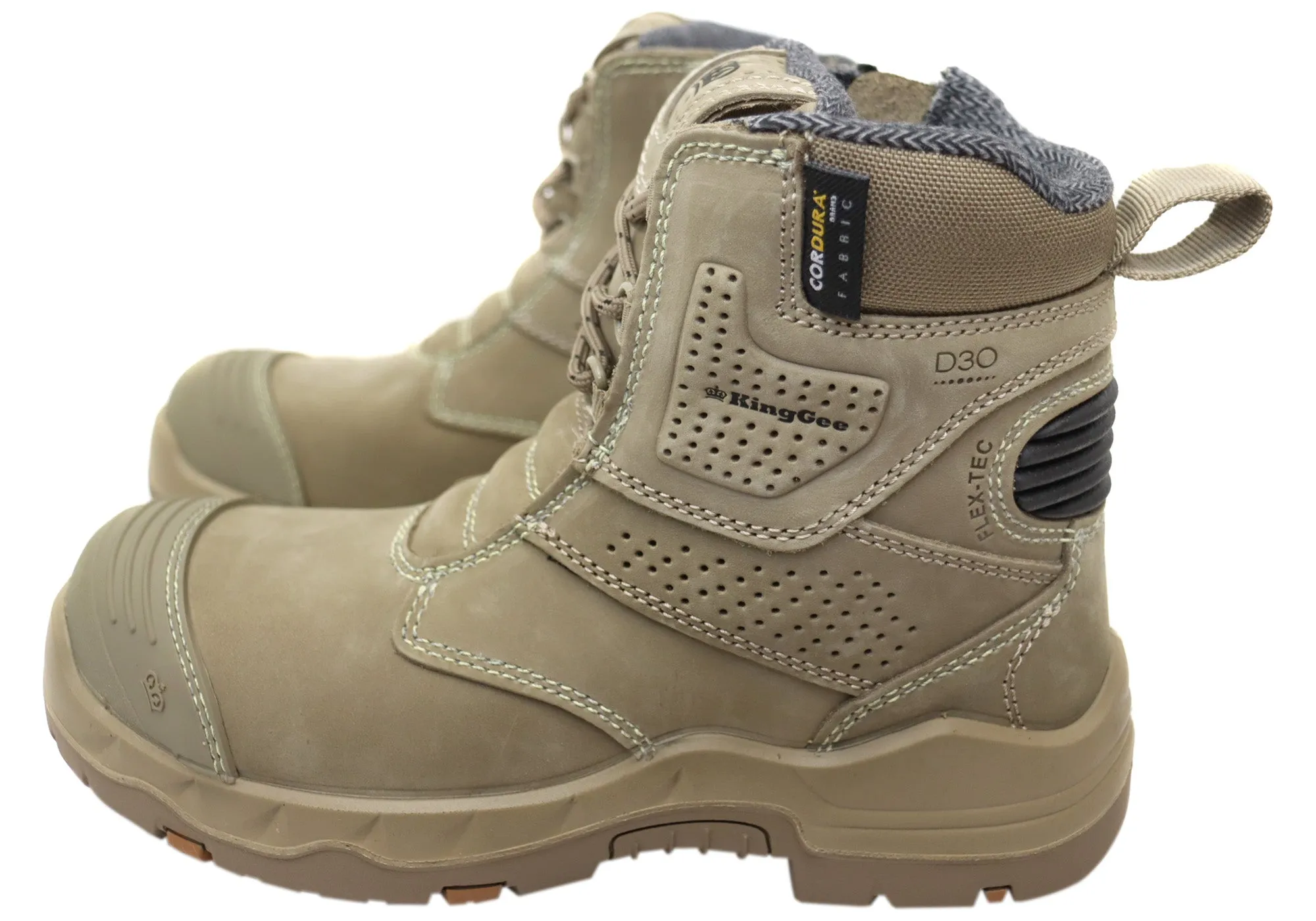 Womens KingGee Bennu Pro 6 Leather Comfortable Work Boots Stone