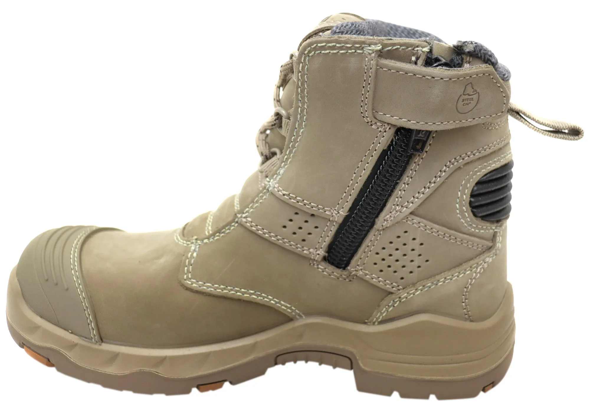 Womens KingGee Bennu Pro 6 Leather Comfortable Work Boots Stone