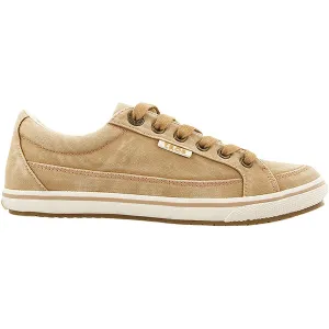Women's Taos Moc Star Tan Distressed Canvas