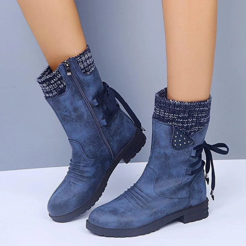 Woolen snow boots with thick heel and large Martin boots