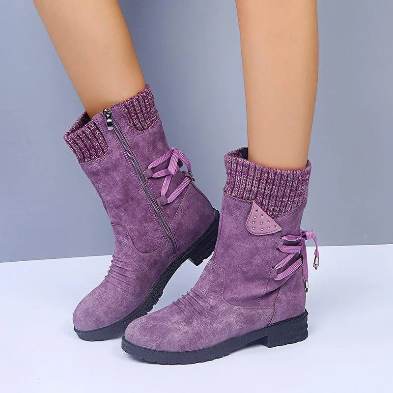 Woolen snow boots with thick heel and large Martin boots