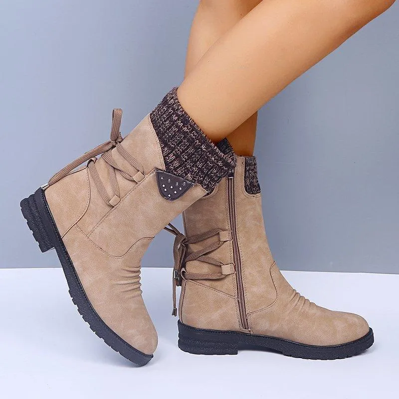 Woolen snow boots with thick heel and large Martin boots