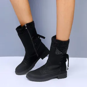 Woolen snow boots with thick heel and large Martin boots