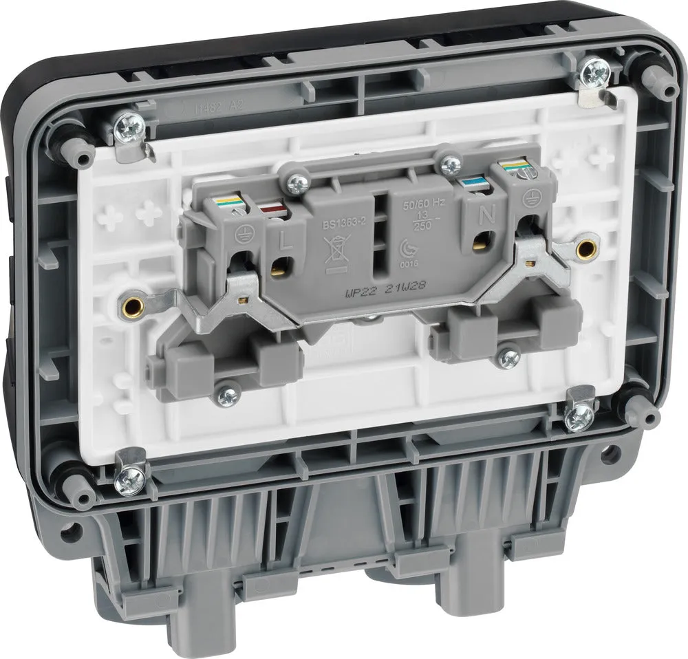 WP22 BG Outdoor Socket – 13A Double Switch (IP66)