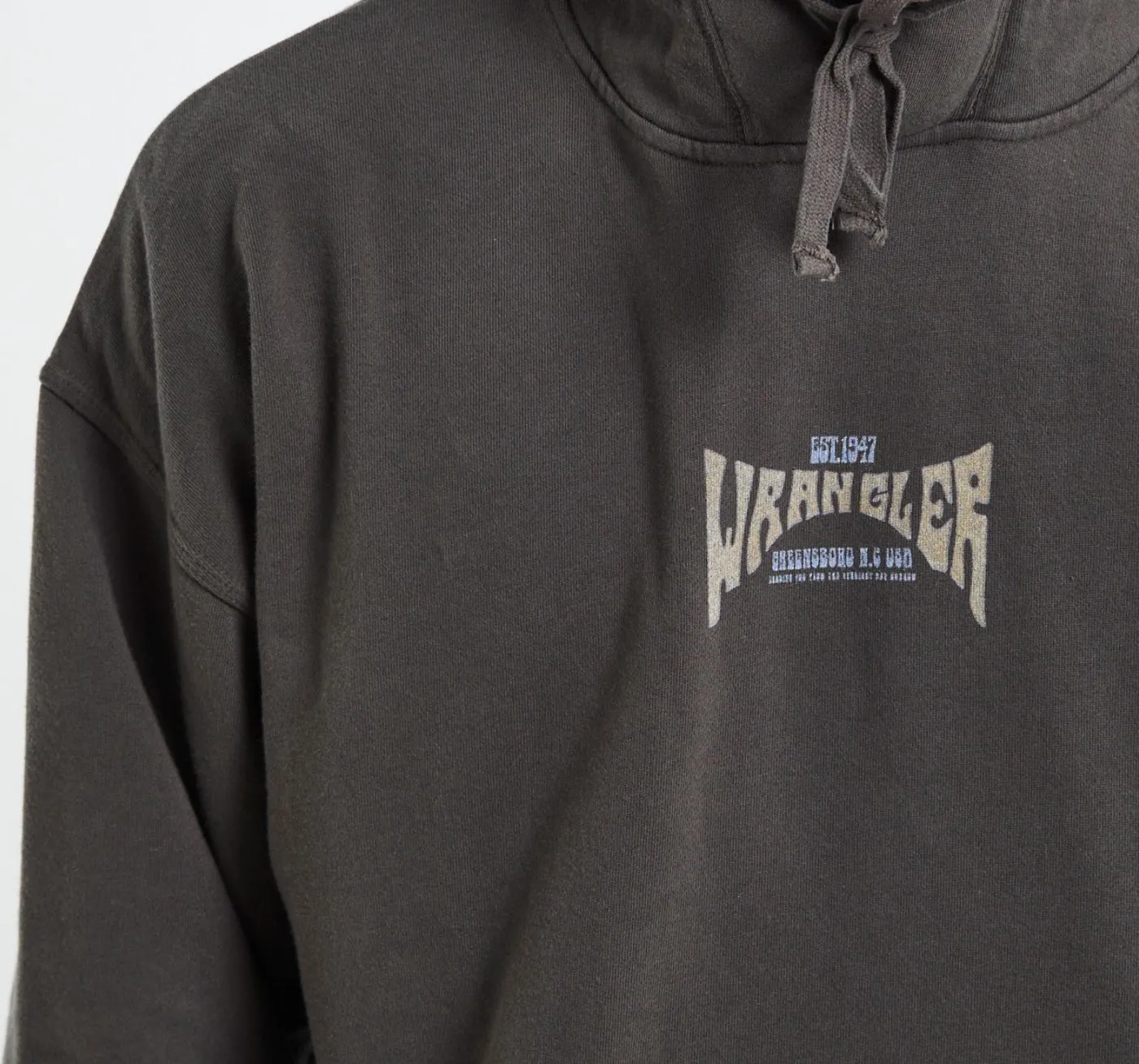 Wrangler Graphic Print Slouch Hoodie Slate Grey Size Large