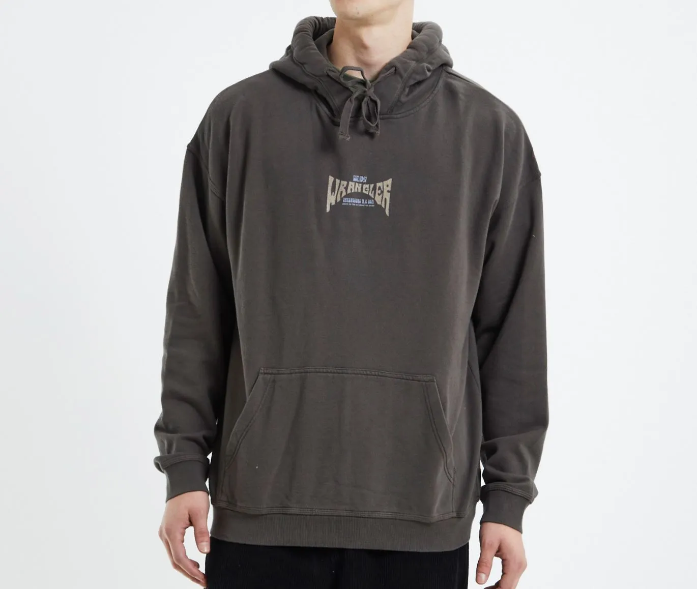 Wrangler Graphic Print Slouch Hoodie Slate Grey Size Large