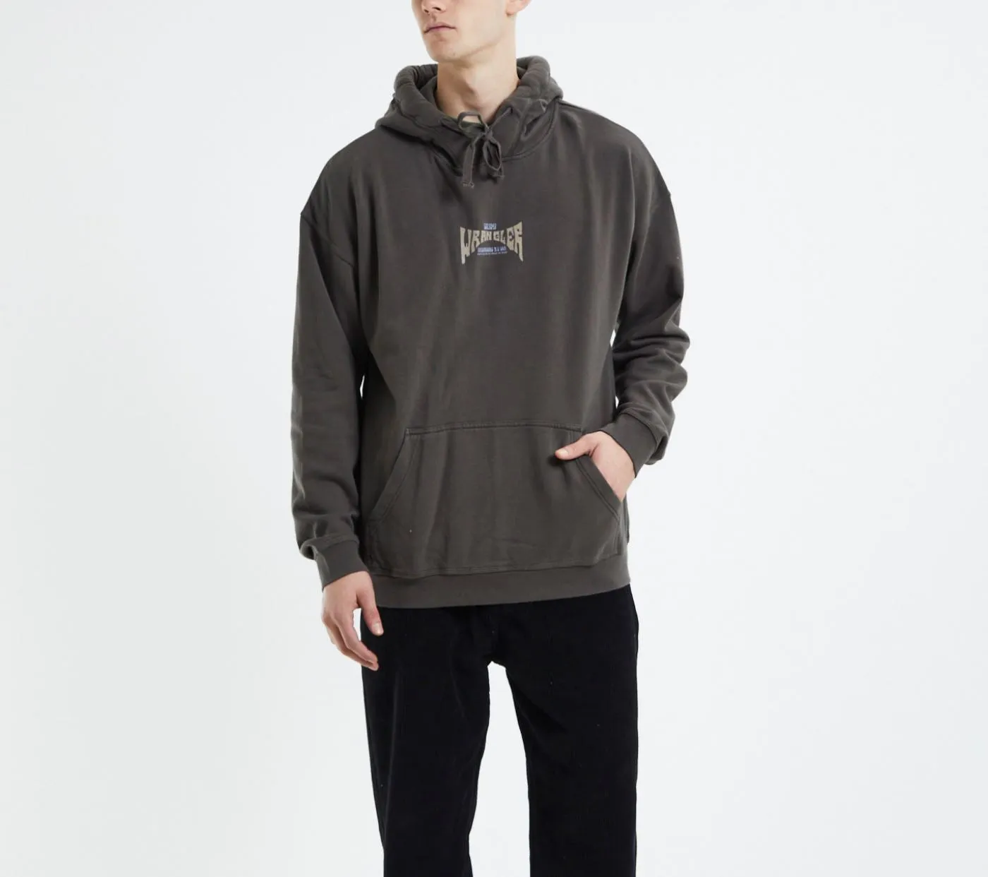 Wrangler Graphic Print Slouch Hoodie Slate Grey Size Large