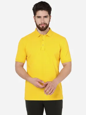 Yellow Solid Slim Fit Polo T-Shirt | JadeBlue