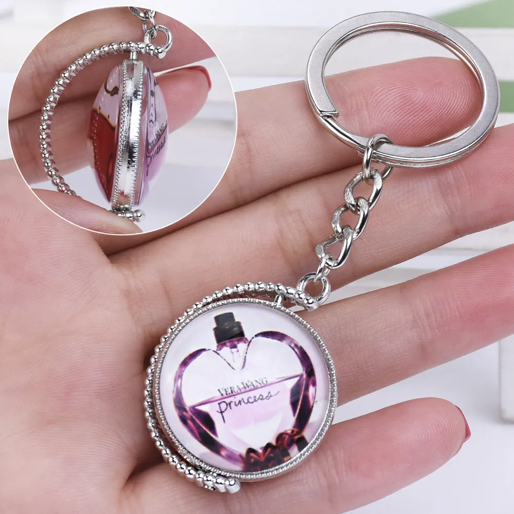 Zinc alloy Rotatable Round Pendant Blanks fit 25mm Cabochon Custom Necklace or Key Chain gold 10pcs