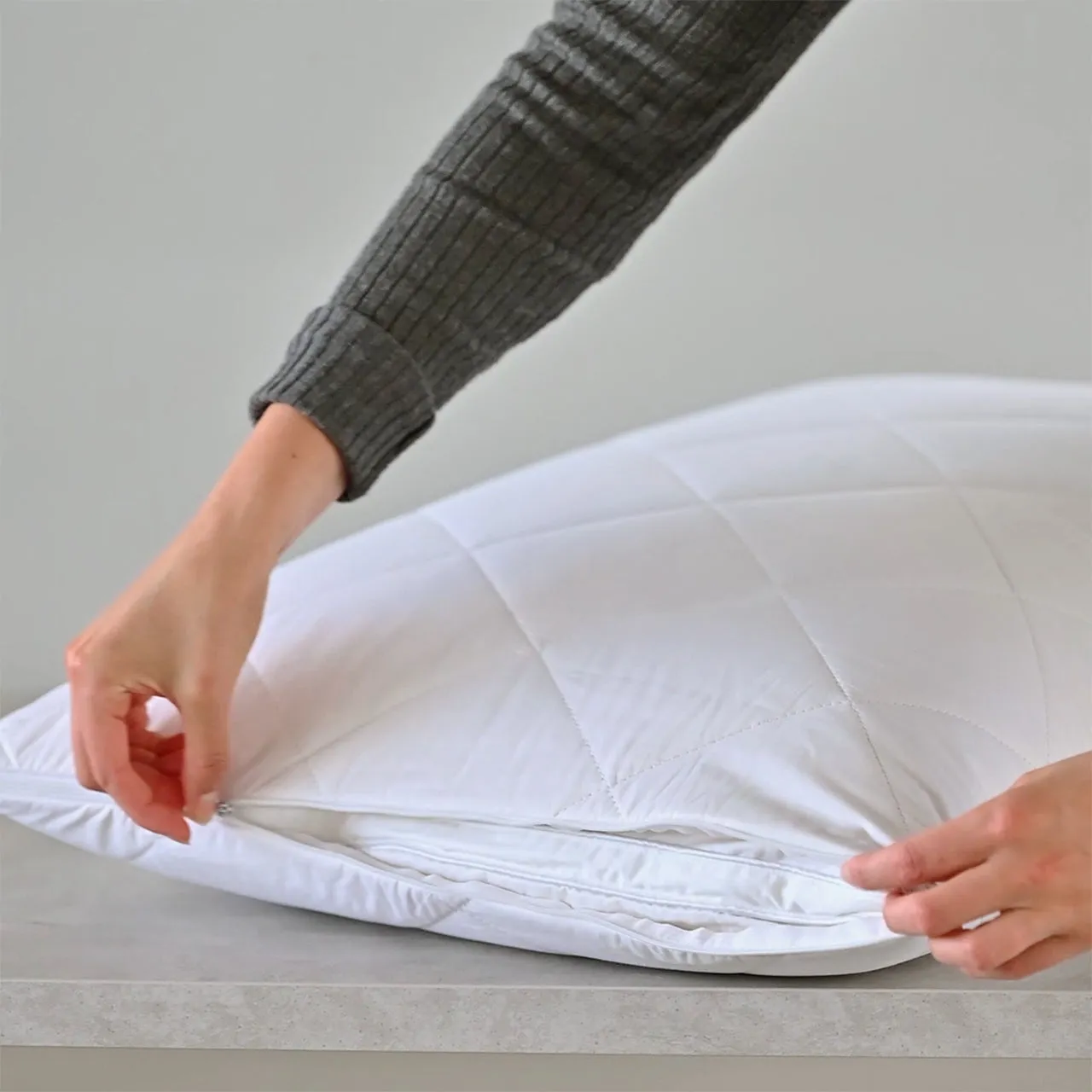 Zipper Pillow Protector Cooling Anti-Bacterial Cotton Hotel Collection by Robinsons